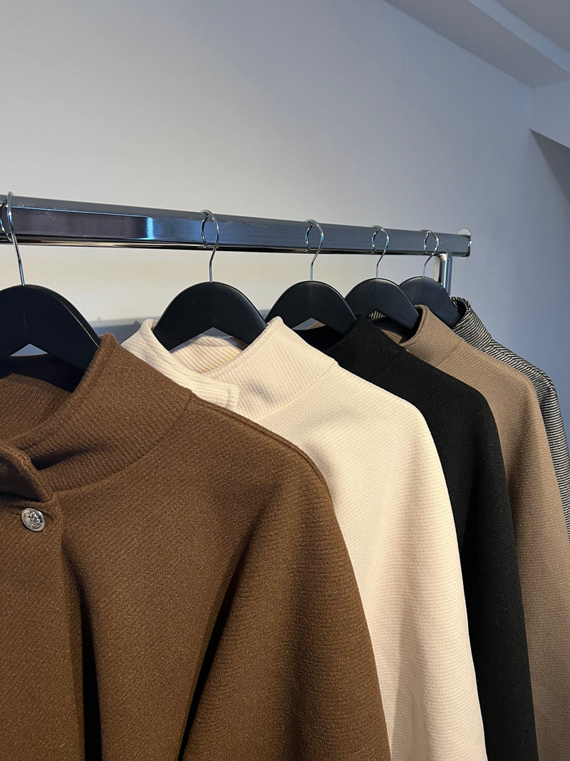 Tie Belt Oversized Poncho Striped