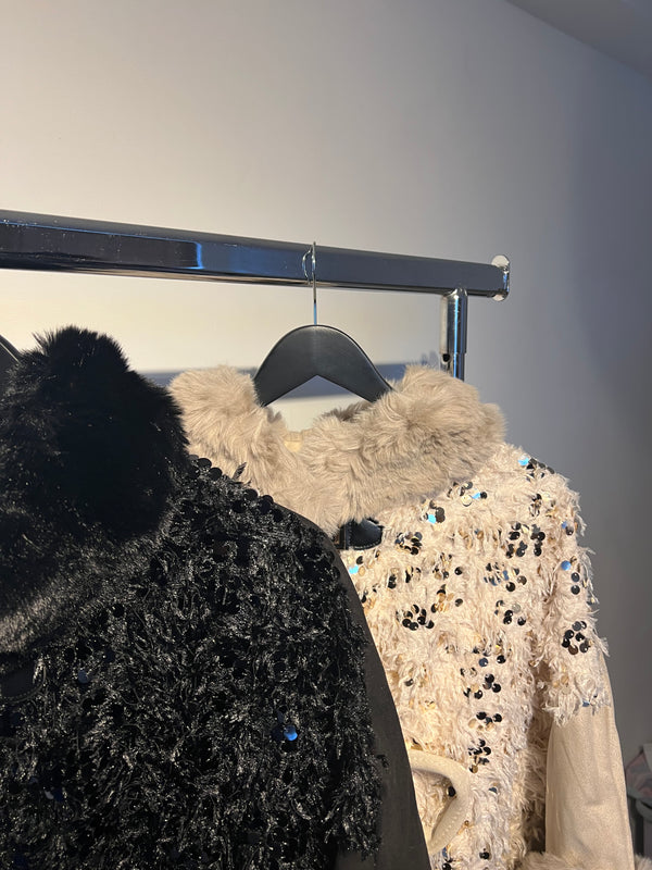 Glitter Poncho with Fur