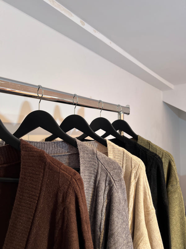 Long Cardigan with Heart Brooch