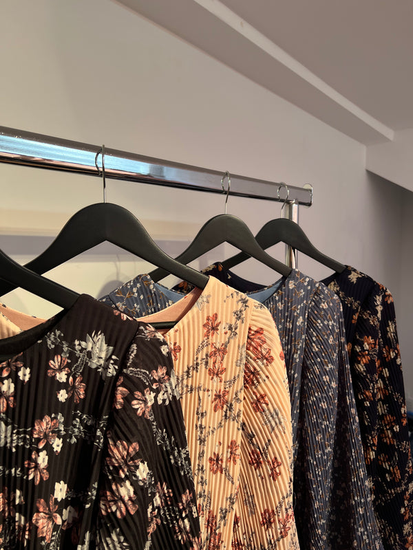 Dress with Flower Pattern and Sleeve Detail