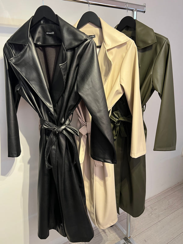 Leather Jacket with Tie Belt