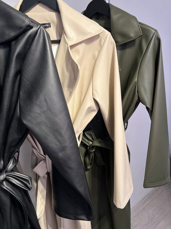 Leather Jacket with Tie Belt